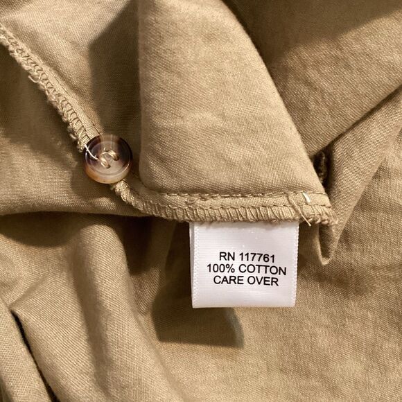 100% Cotton Button Up Dress Size M Safari Style Shirt Style Belted At The Waist - Picture 4 of 5